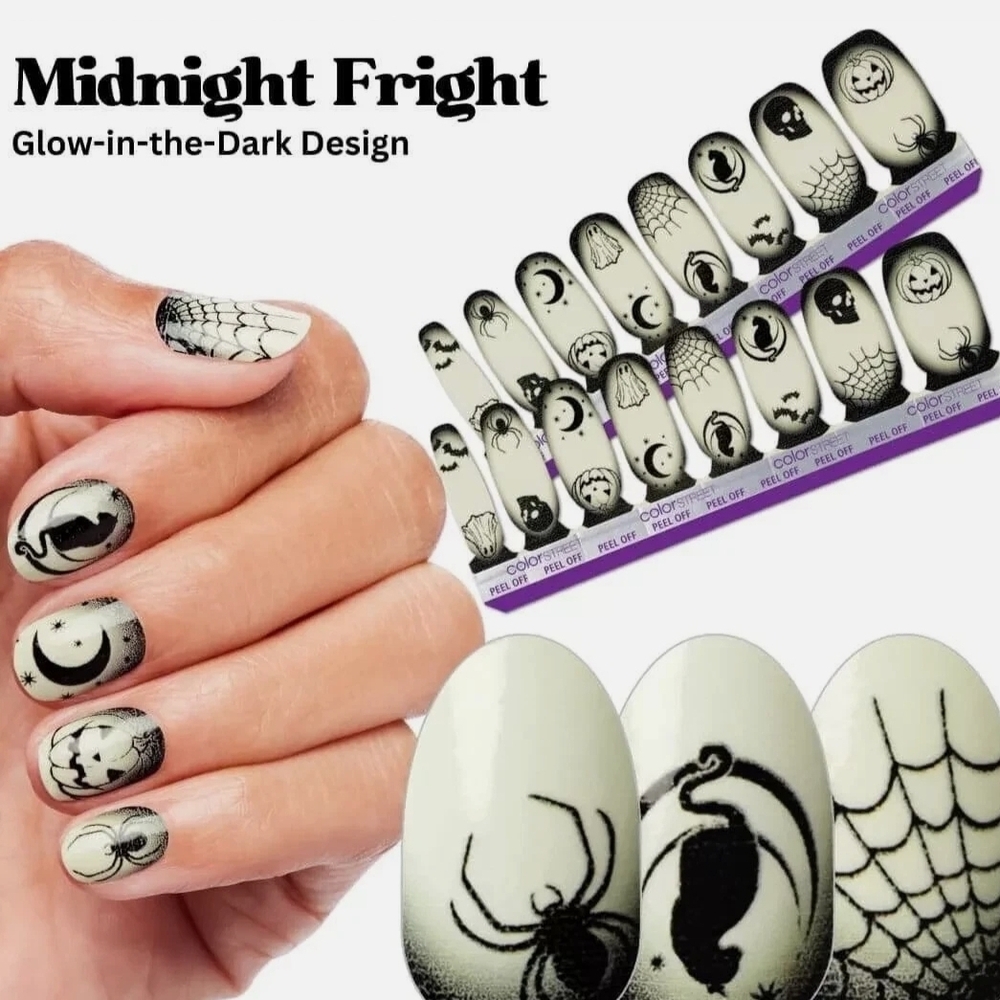 NEW~Color Street Midnight Fright Glow-on-the-Dark Nail Wraps